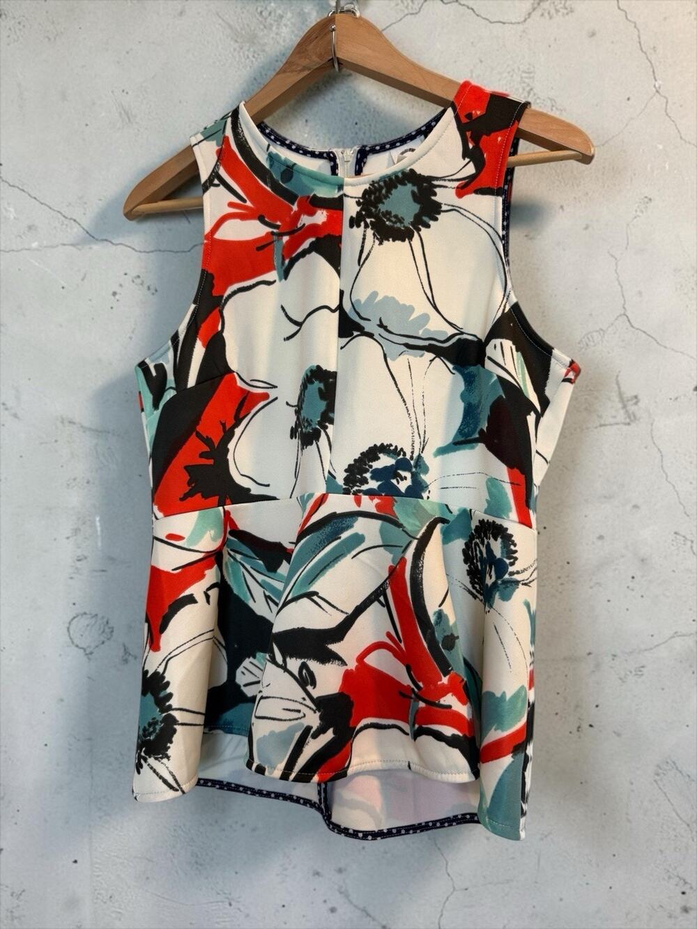 Anthropologie Akemi + Kin Women Floral Pani Peplum Blouse Sleeveless Zip Size M